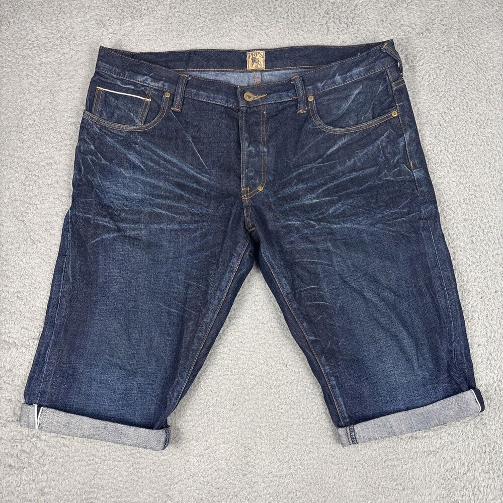 PRPS Denim Shorts Mens 36 Barracuda Selvedge Cut Off Raw Hem Jean Jorts Whisker